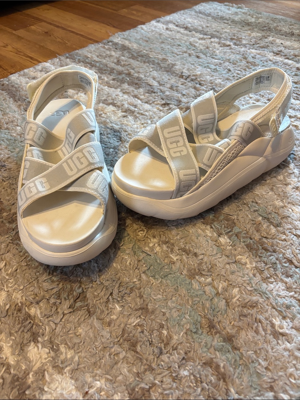 UGG Cream Logo Strappy Platform Sandals